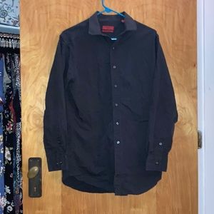 Men’s Black Alfani Pin Stripe Button Up Shirt Size Medium